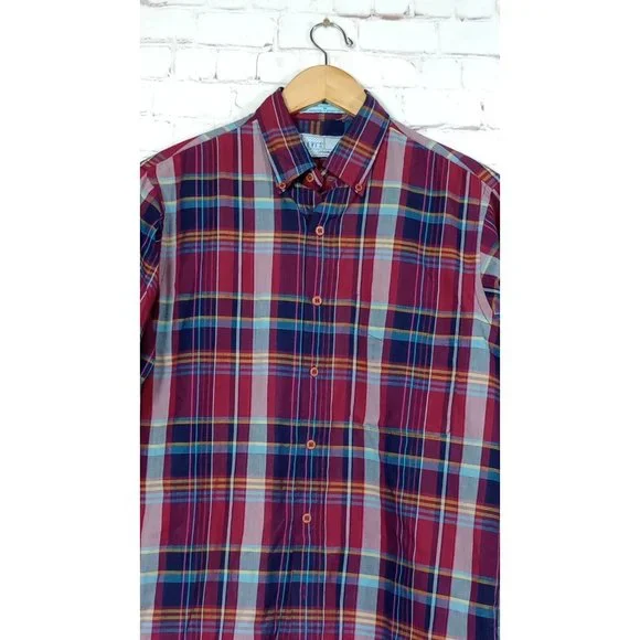 Vintage Levi's Colorgraphs Shirt Men's Medium Red Plaid LS Button Up Collared - Picture 6 of 8